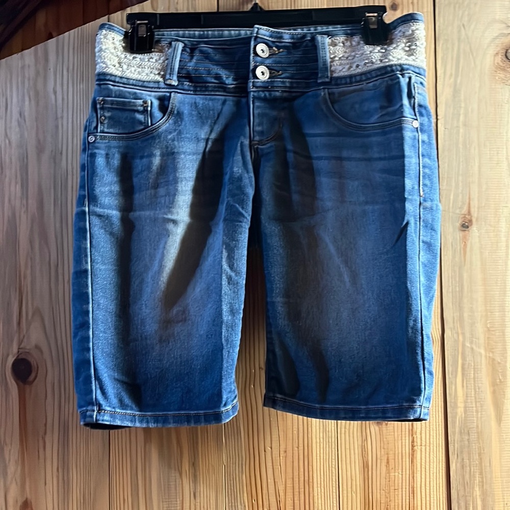 size 14 blue jeans shorts for girls